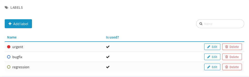 An example of project label usage