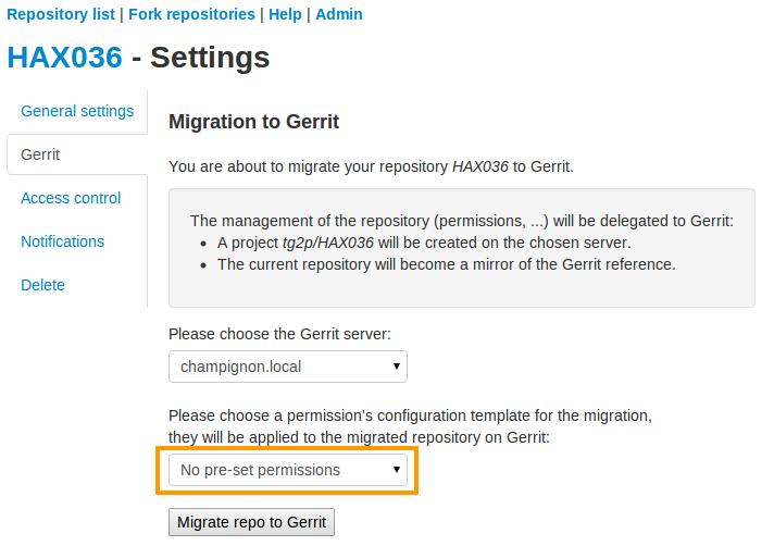 Migrate to Gerrit without default permission scheme