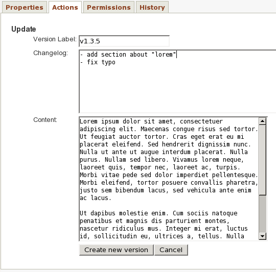 Create a new version for embedded file