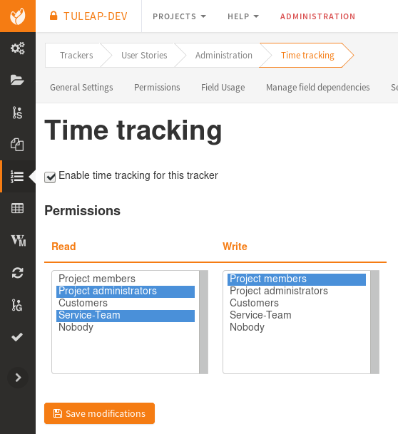 Timetracking administration